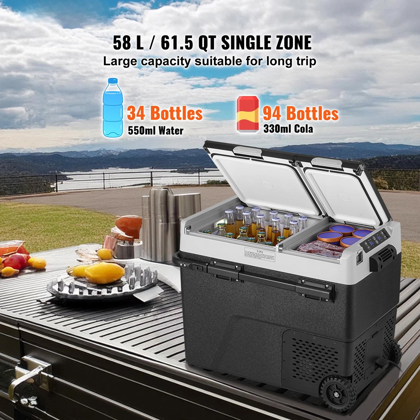 SucceBuy VEVOR Portable Car Refrigerator Dual Zone Fridge
