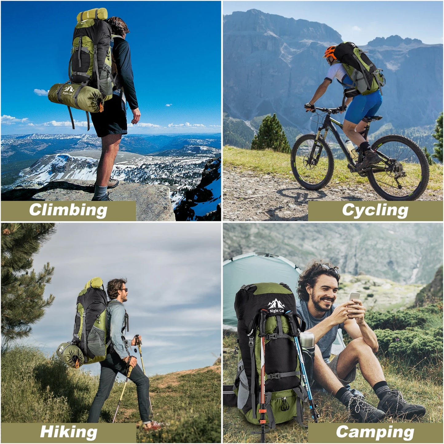 NONECN Hiking Backpack Unisex Lightweight Waterproof Outdoor Travel Pack