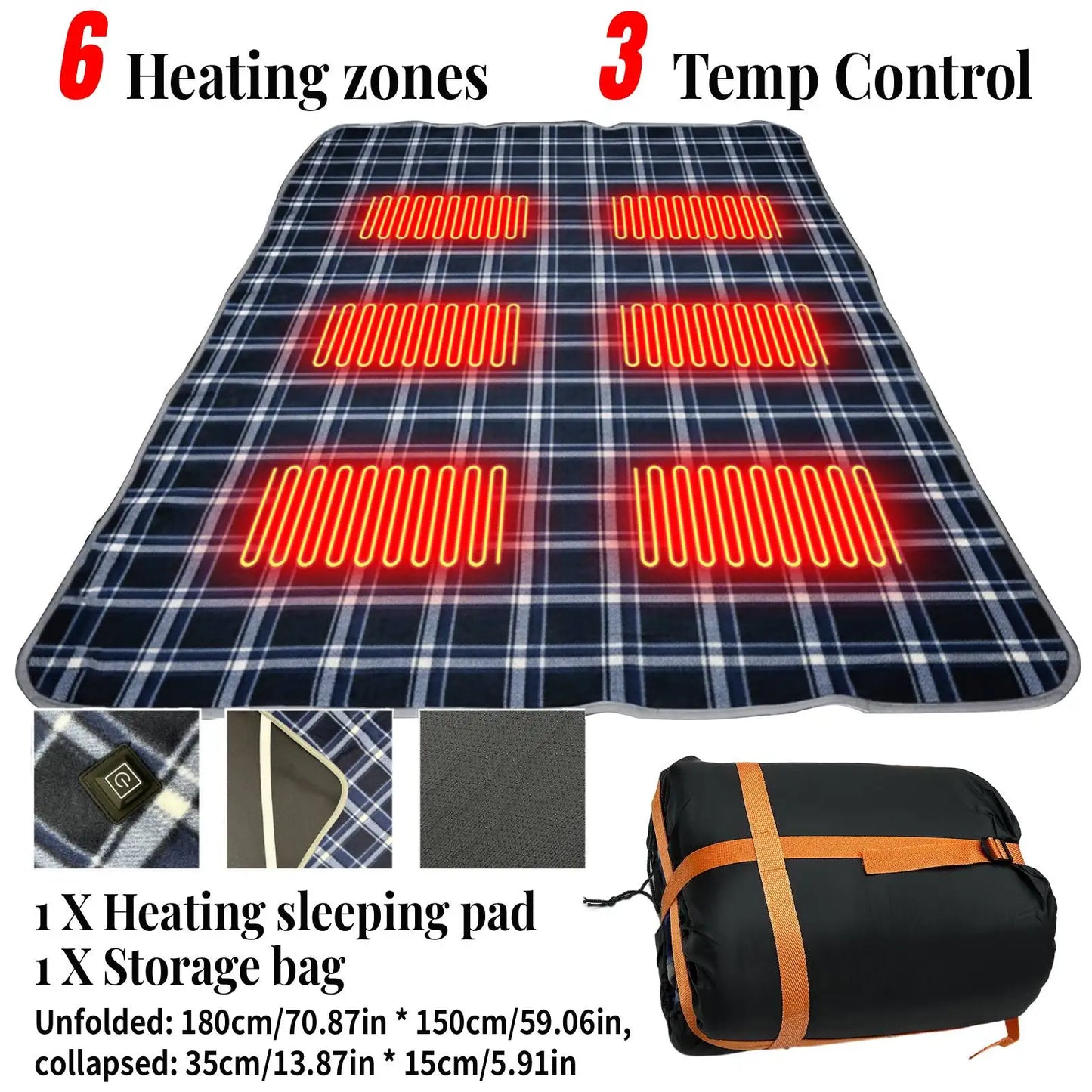 Winter Camping Electric Heating Sleeping Pad Three USB Temperature Settings