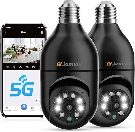 Jennov 2Pcs 2K WiFi Light Bulb Security Cameras Outdoor