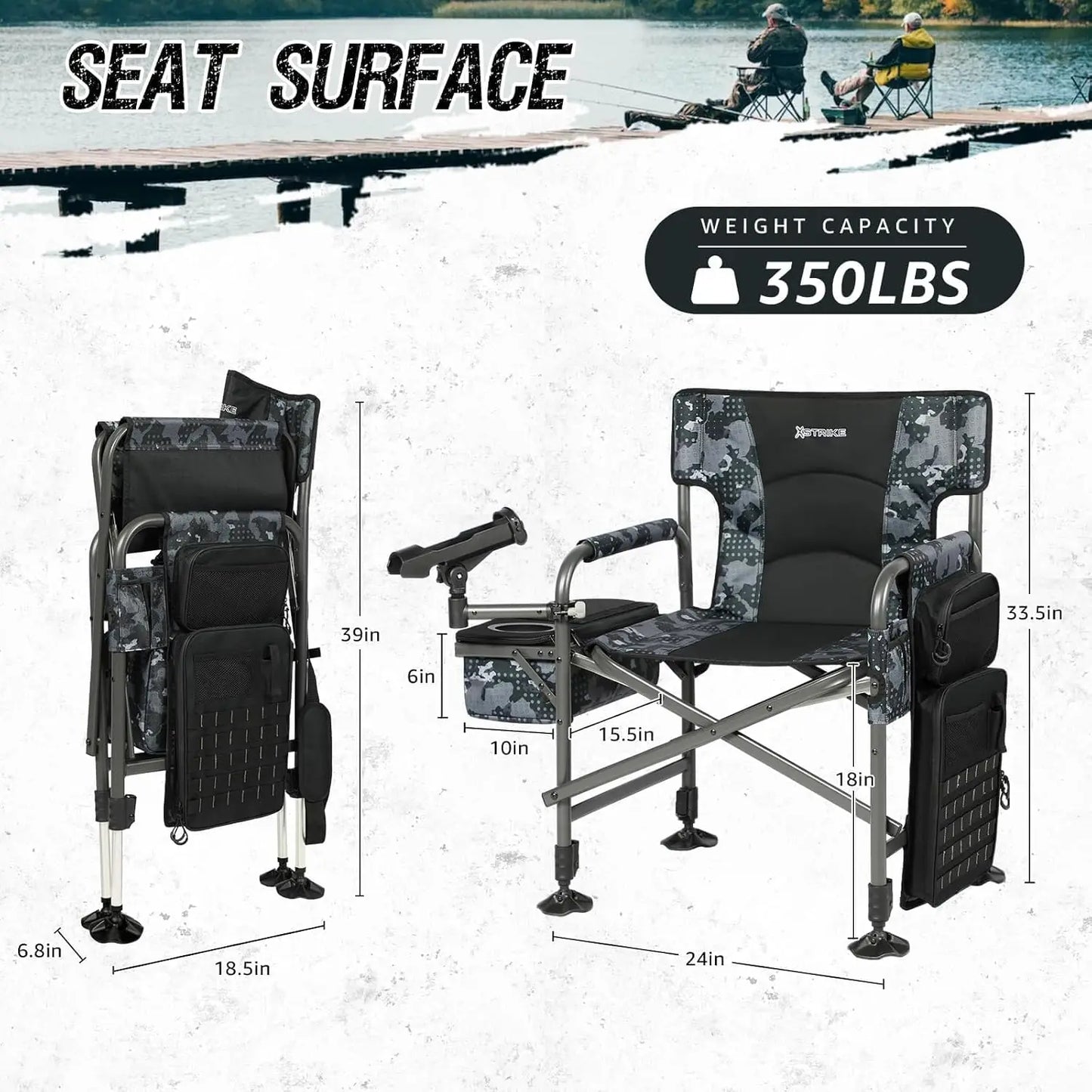 Folding Fishing Chair With Rod Holder And Adjustable Legs
