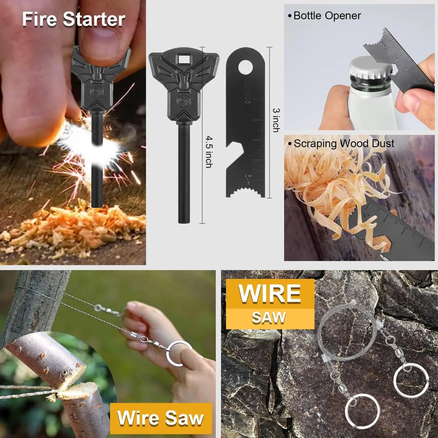 19-in-1 Survival Kit Emergency Gear With Compass And Whistle