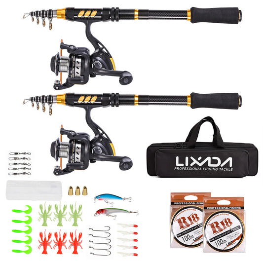 Telescopic Fishing Rod And Reel Combo 2 Piece Full Kit