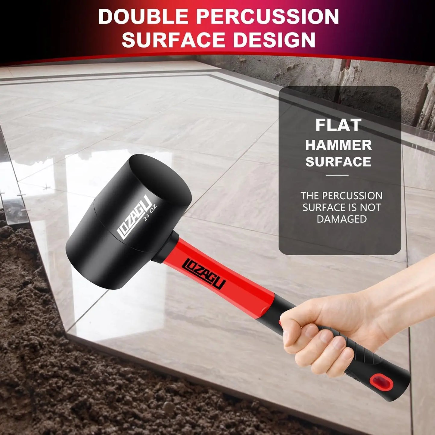 Rubber Mallet With Fiberglass Handle For Flooring And Woodworking