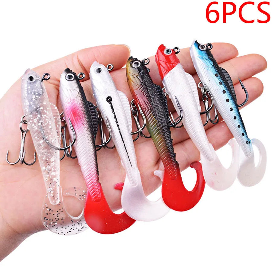 Six Piece Wobblers Soft Silicone Baits For Sea Bass