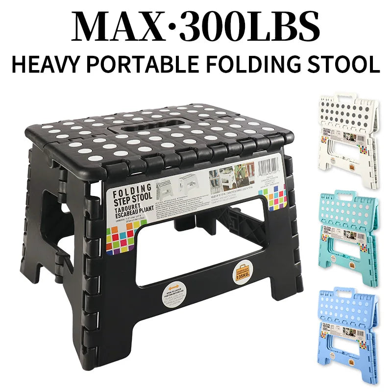 Foldable Portable Step Stool With Handle Heavy Duty Plastic