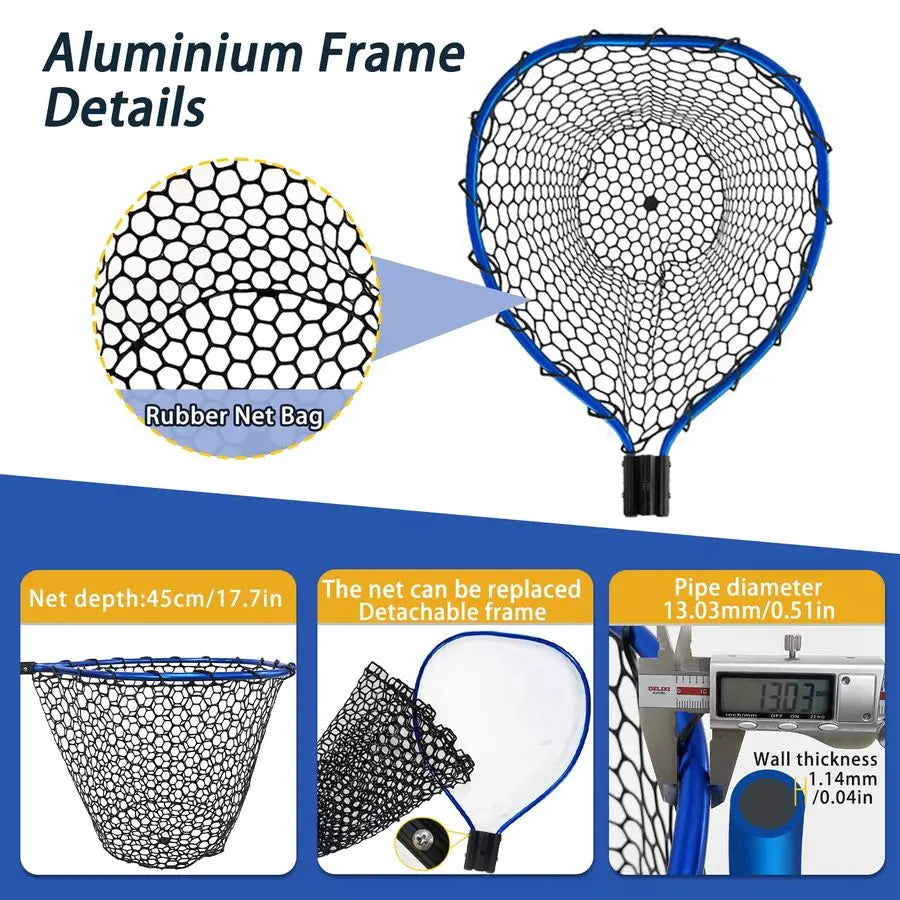 Metal Lock Fishing Net Aluminum Alloy Foldable Adjustable Handle