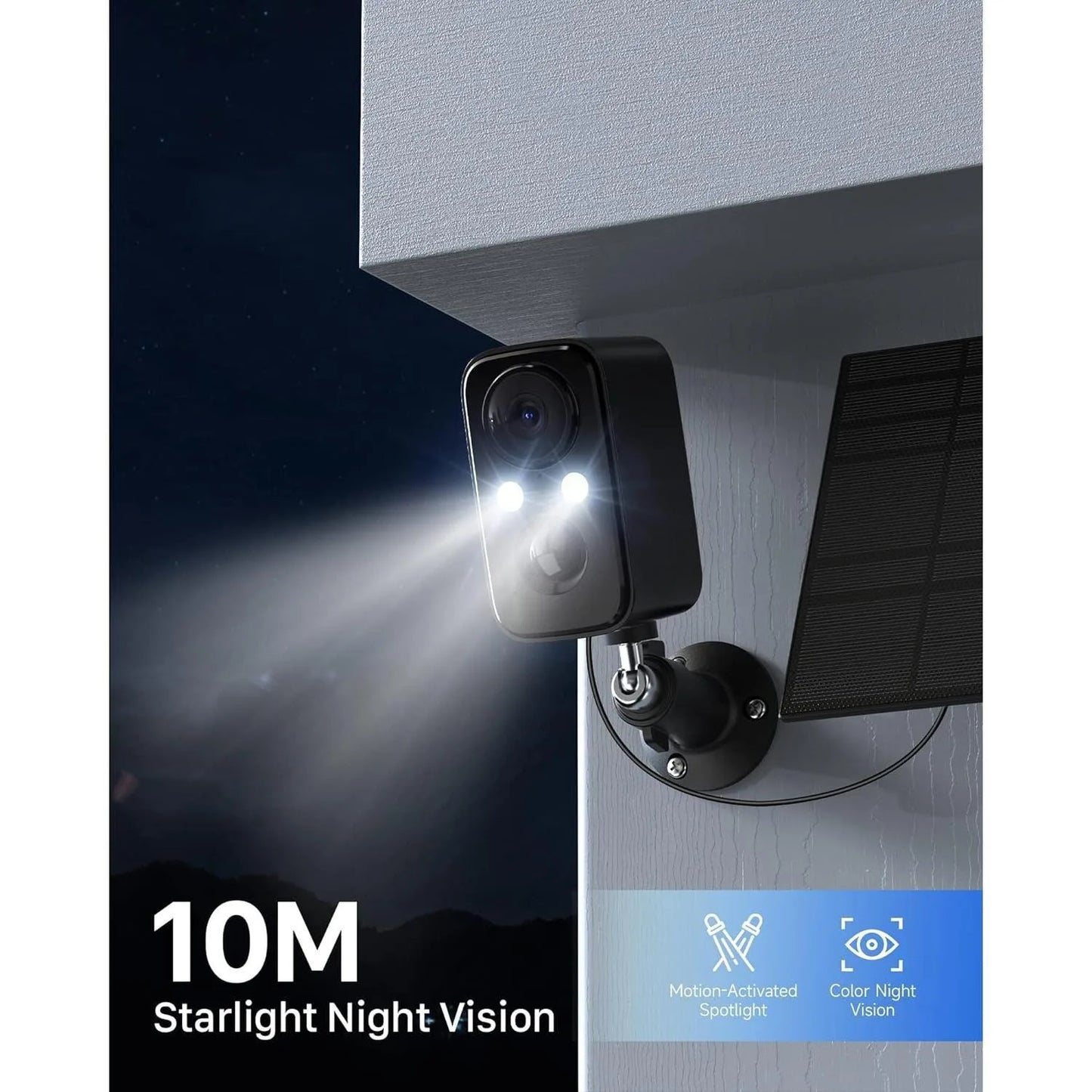Security Cameras Wireless Outdoor Indoor Home Surveillance WiFi Solar Powered