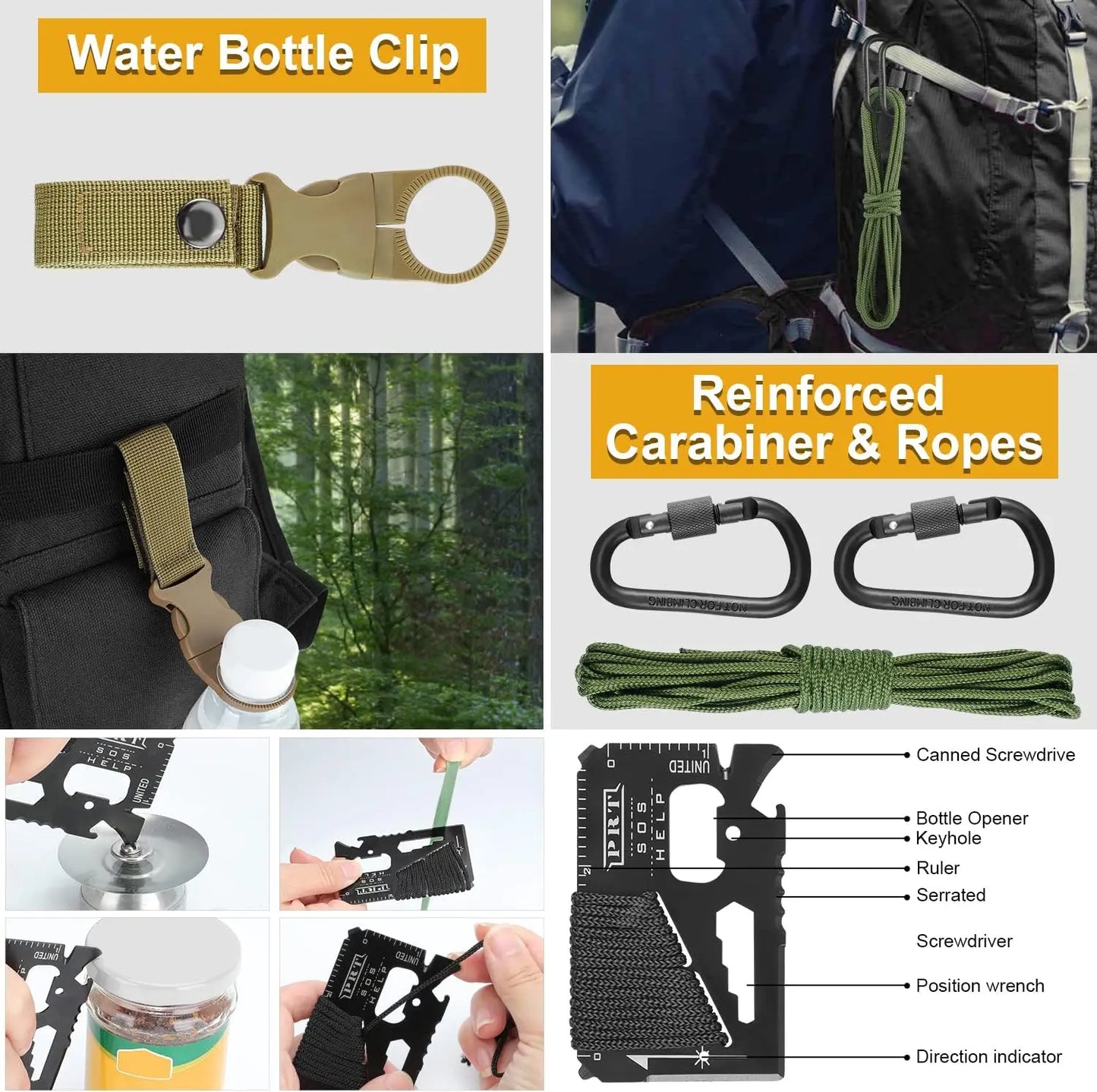 19-in-1 Survival Kit Emergency Gear With Compass And Whistle
