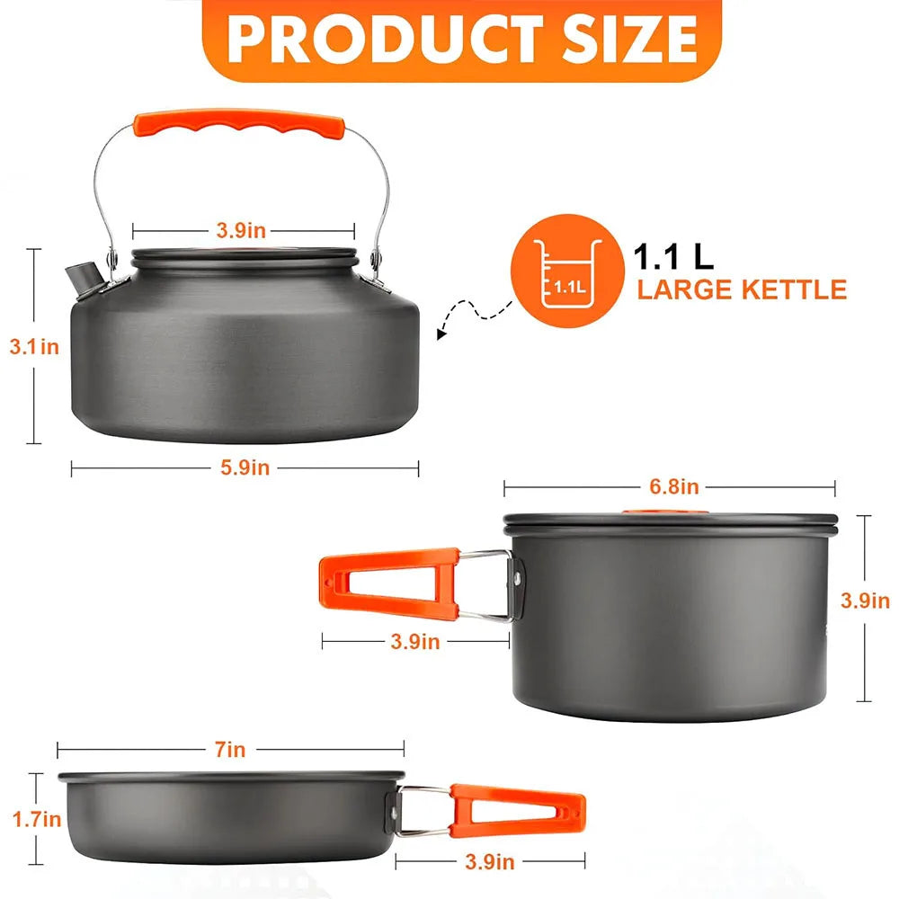 Portable Camping Cookware Set For Backpacking Pot And Pan Kit