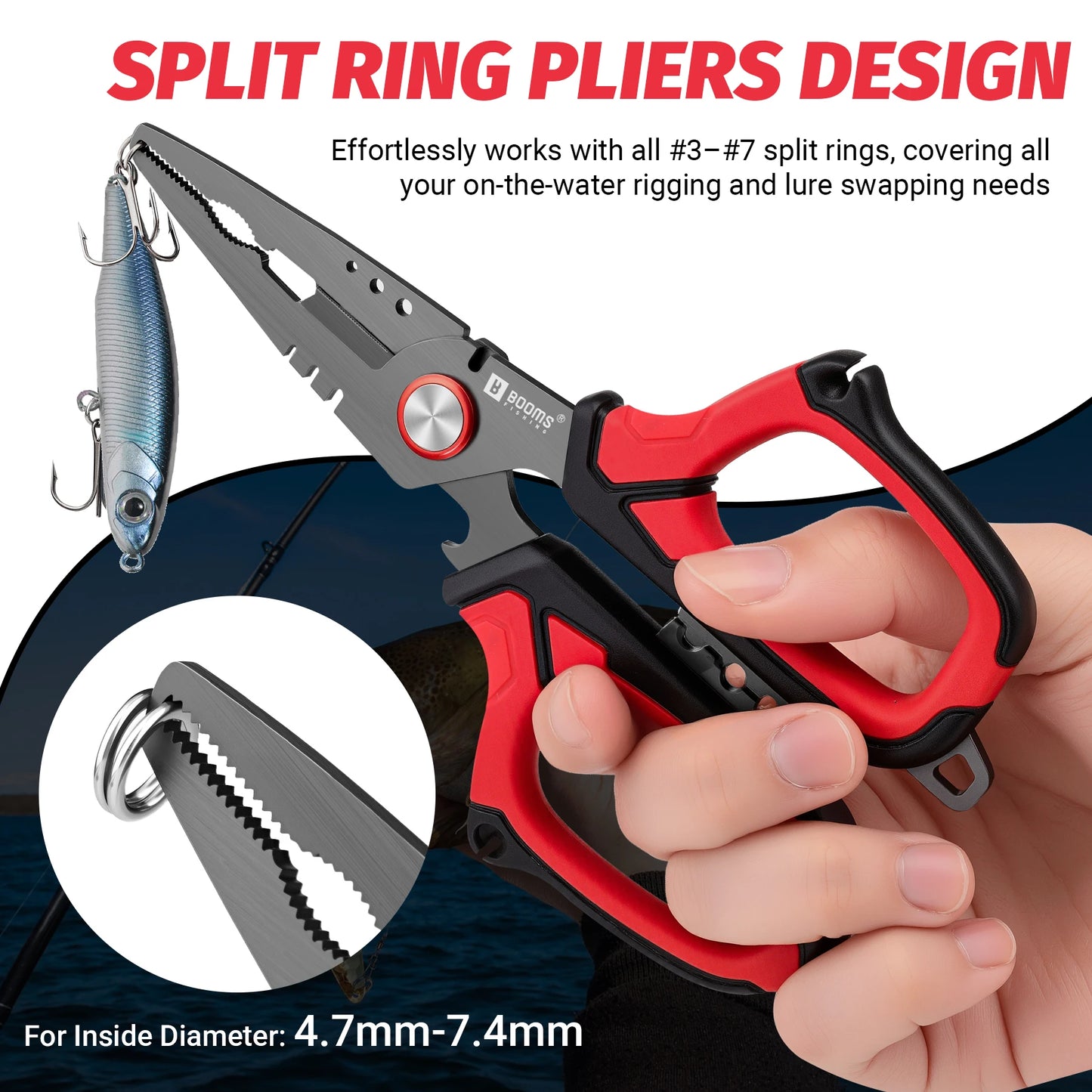 Booms Fishing H07 Stainless Steel Pliers For Fishing Split Ring Hook Remover