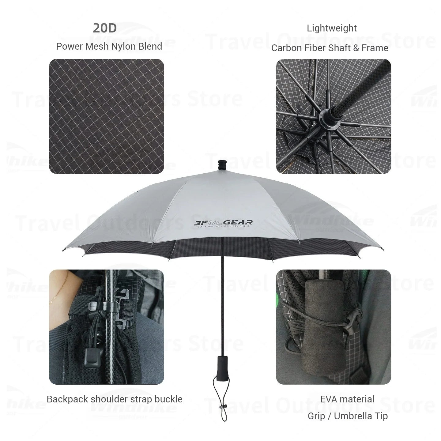 3F UL GEAR Ultralight Outdoor Hiking Umbrella Carbon Fiber Rainproof