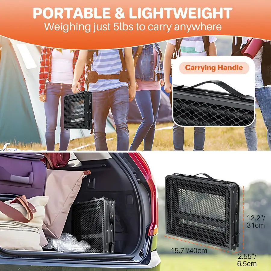 Folding Outdoor Portable Grill Table With Adjustable Heights