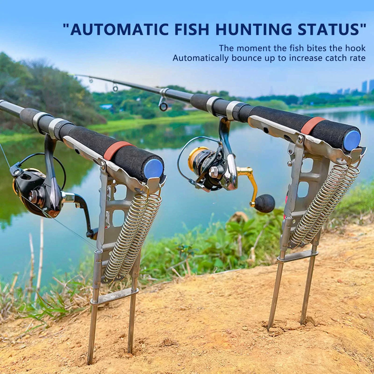 Automatic Fishing Rod Bracket Holder Stainless Steel Pole Stand