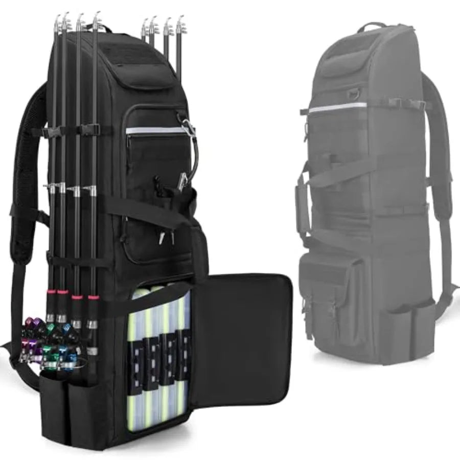 Fishing Backpack Holds 8 Rods and Reels with Molle System