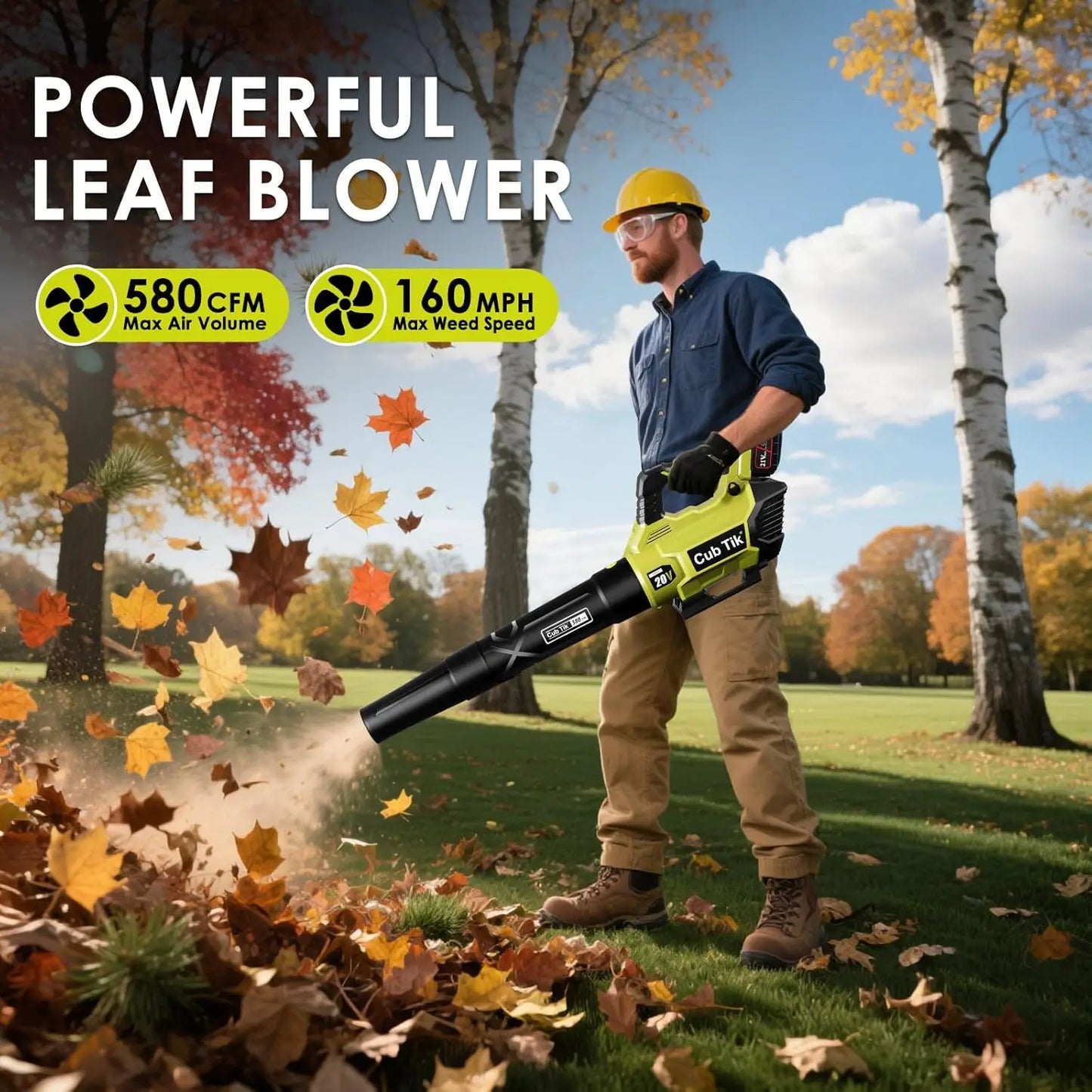 Cordless Leaf Blower With Two Batteries And Charger 650CFM 280MPH