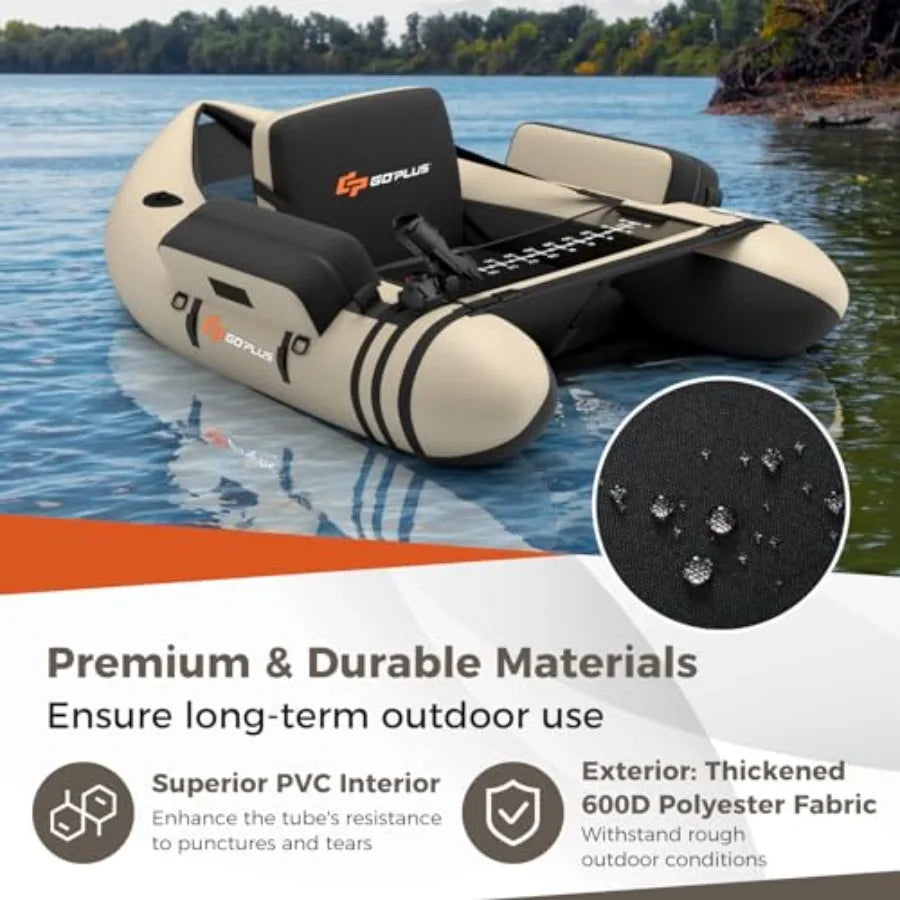 Inflatable Belly Boat For Fishing With Ruler And Pump Straps