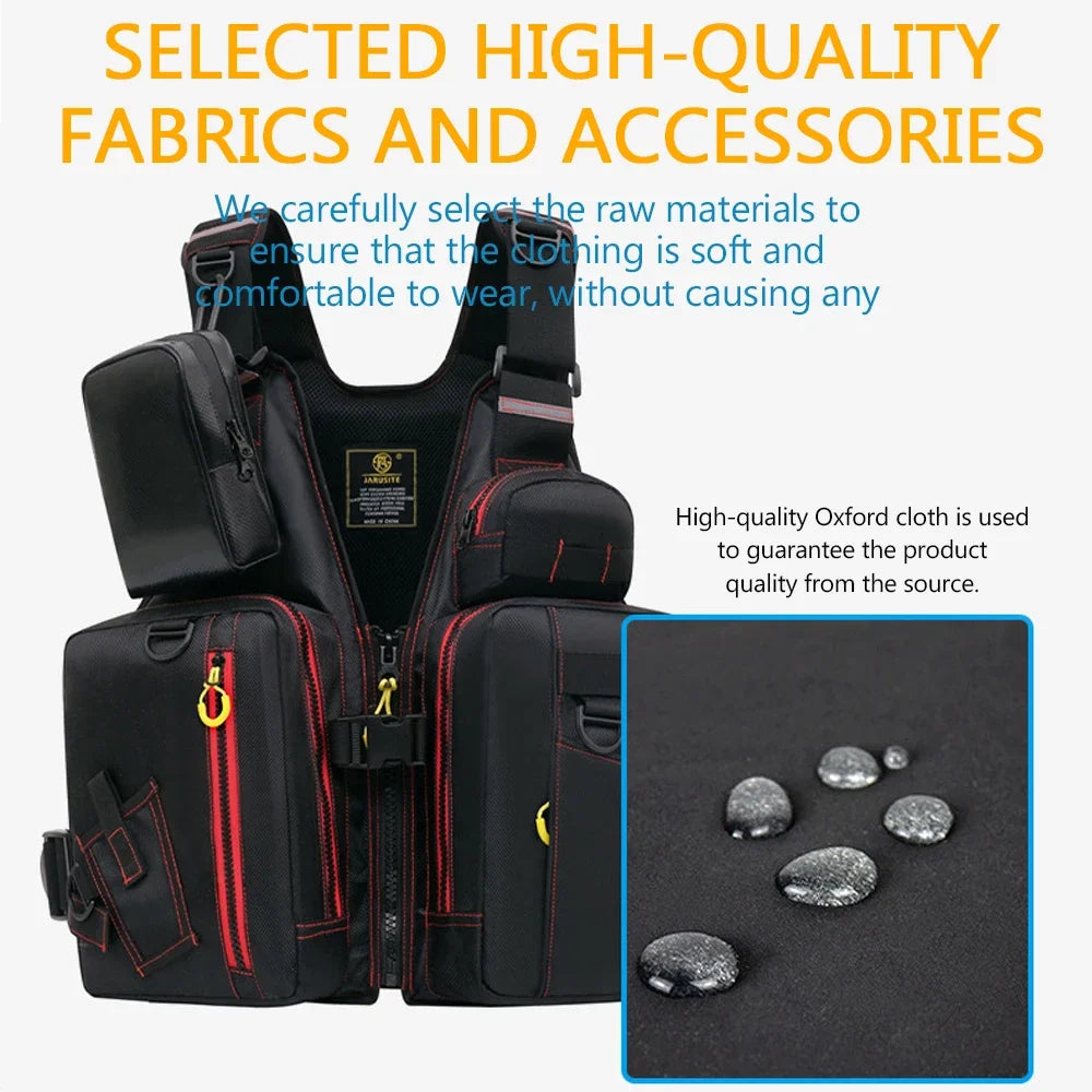 Multi-Functional Life Jacket Vest For Outdoor Fishing With Pockets Buoyant