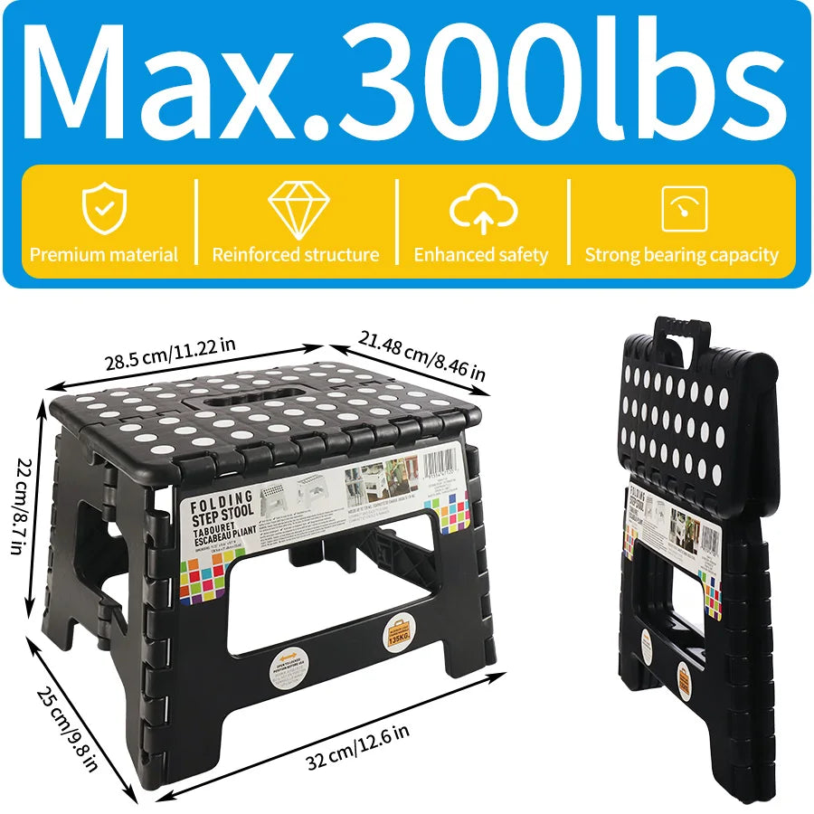 Foldable Portable Step Stool With Handle Heavy Duty Plastic