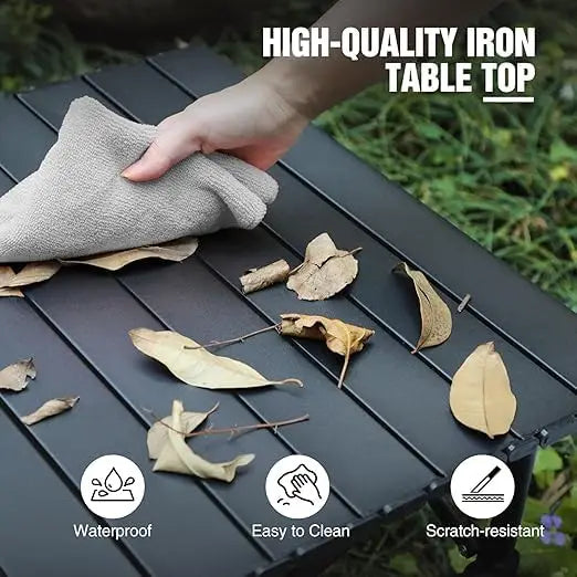 Foldable Roll Up Camping Table Lightweight Portable Metal Outdoor Table