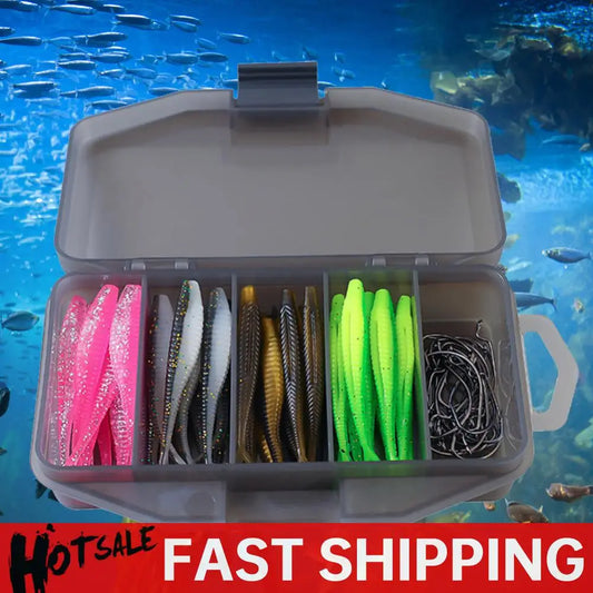 Artificial Lure Set Fork Tail Wobbler Hooks Fishing Tackle Box