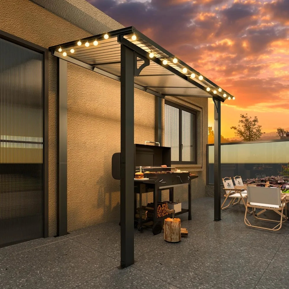 Lean To Hardtop Gazebo Shelter With Roof For Patio