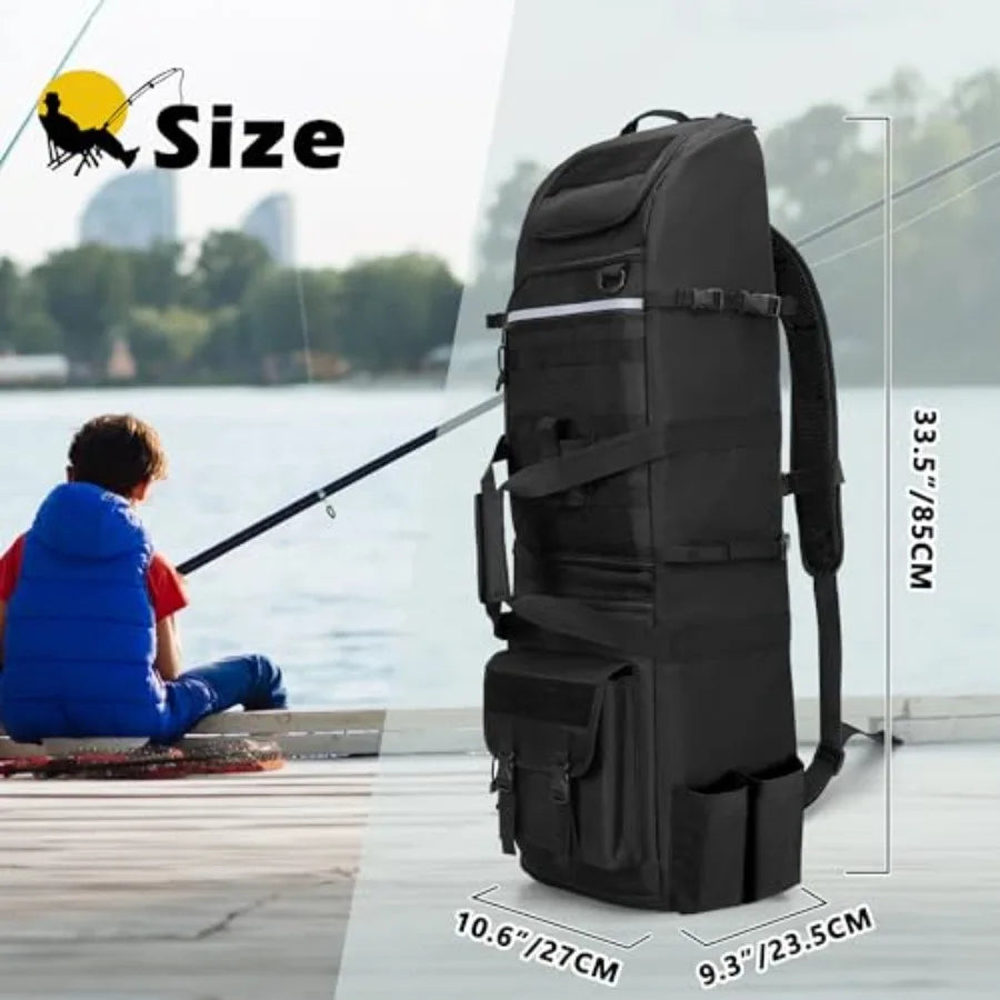 Fishing Backpack Holds 8 Rods and Reels with Molle System