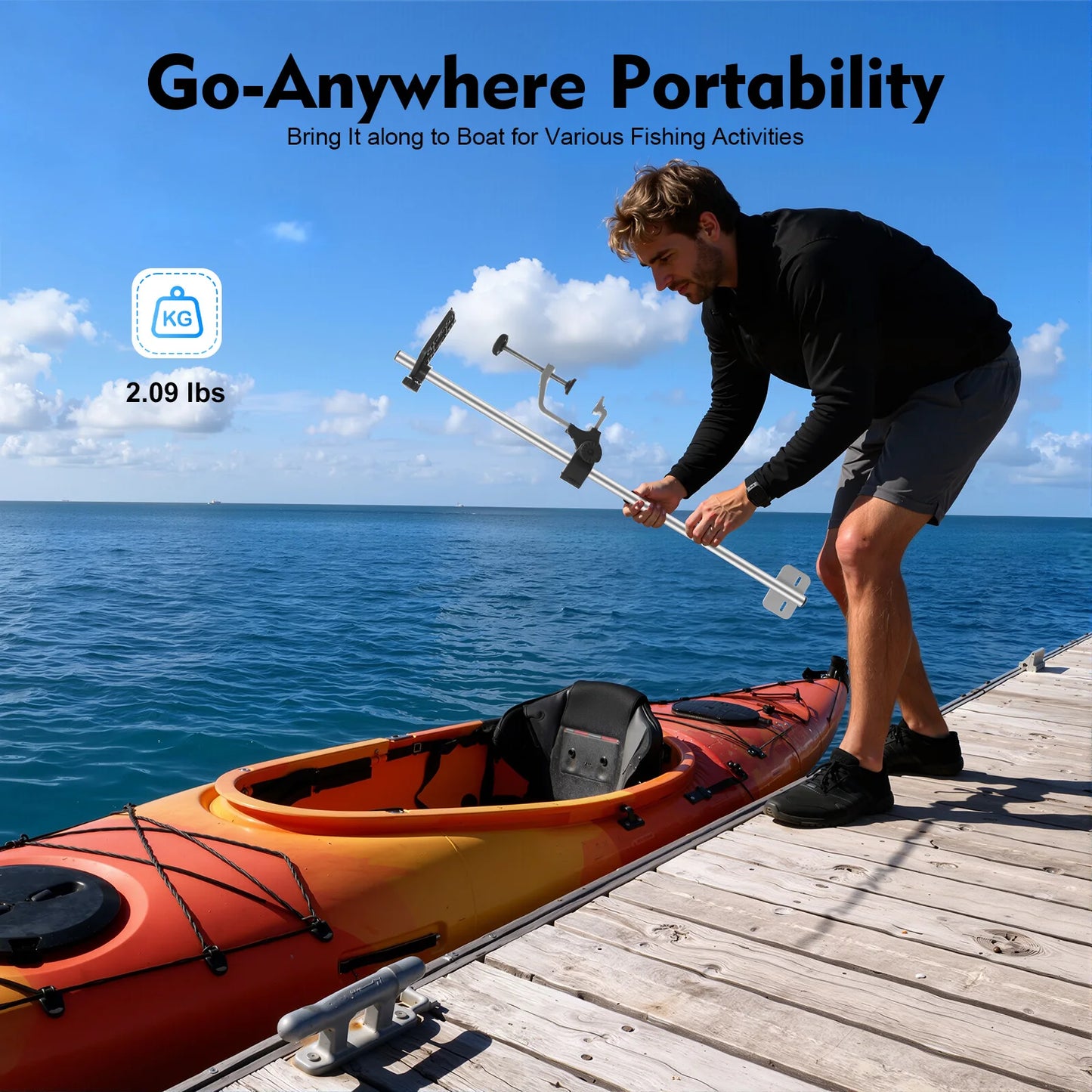 Portable Transducer Mount 360 Rotating Fish Finder Pole Mount