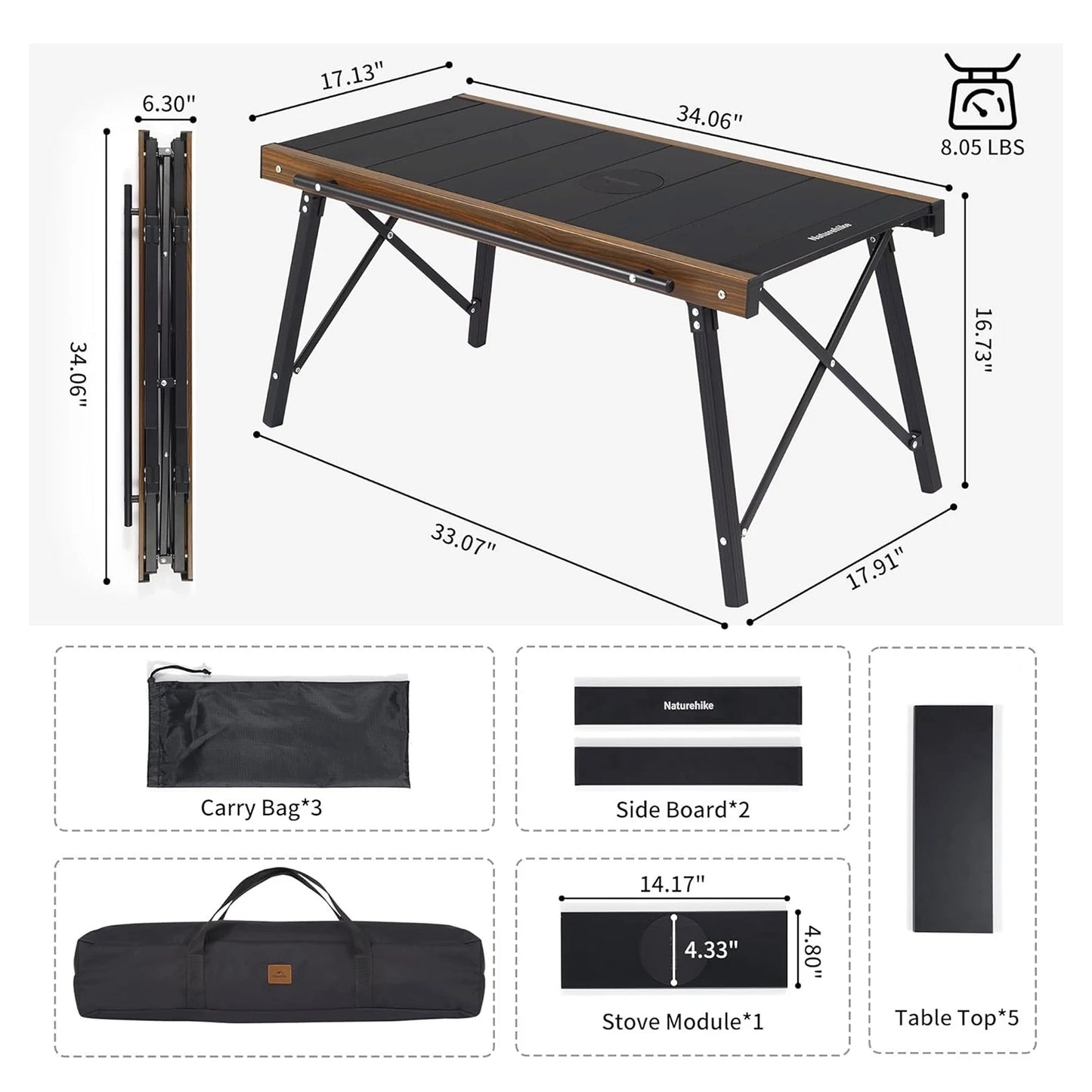 Naturehike IGT Table Folding Aluminum Alloy Portable BBQ Grill Table