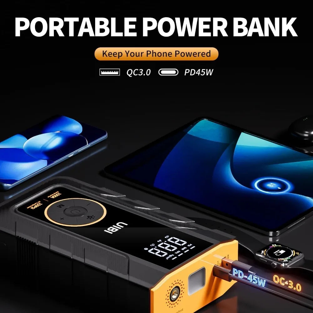 4 In 1 Car Jump Starter With Air Compressor PowerBank