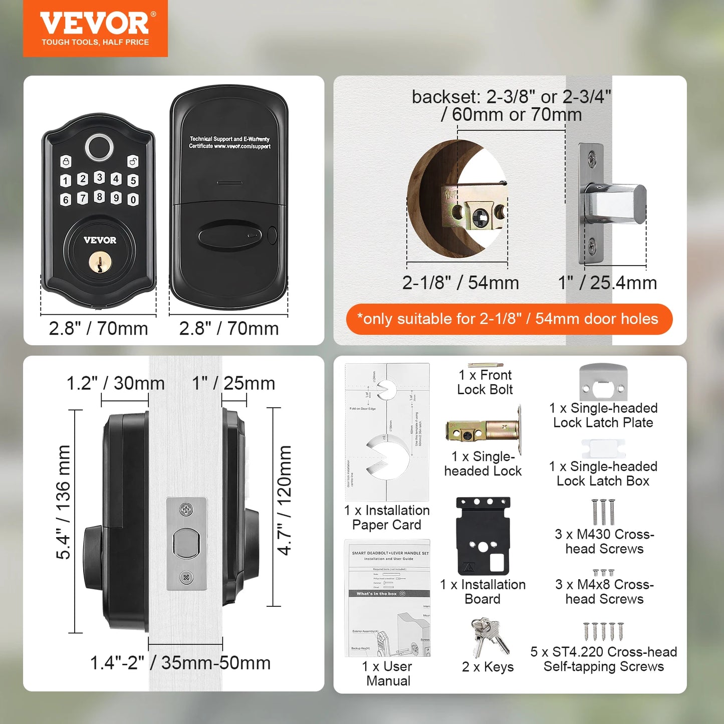 VEVOR Fingerprint Door Lock With Keyless Entry And Biometric Code