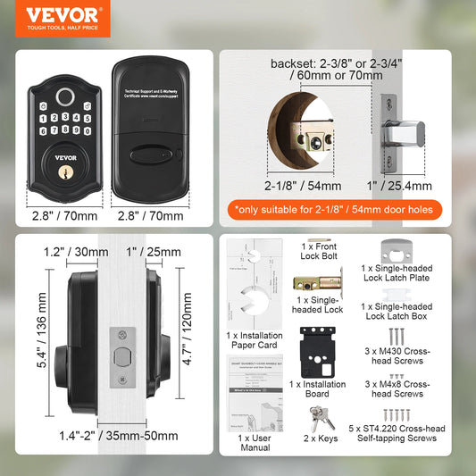 VEVOR Fingerprint Door Lock With Keyless Entry And Biometric Code