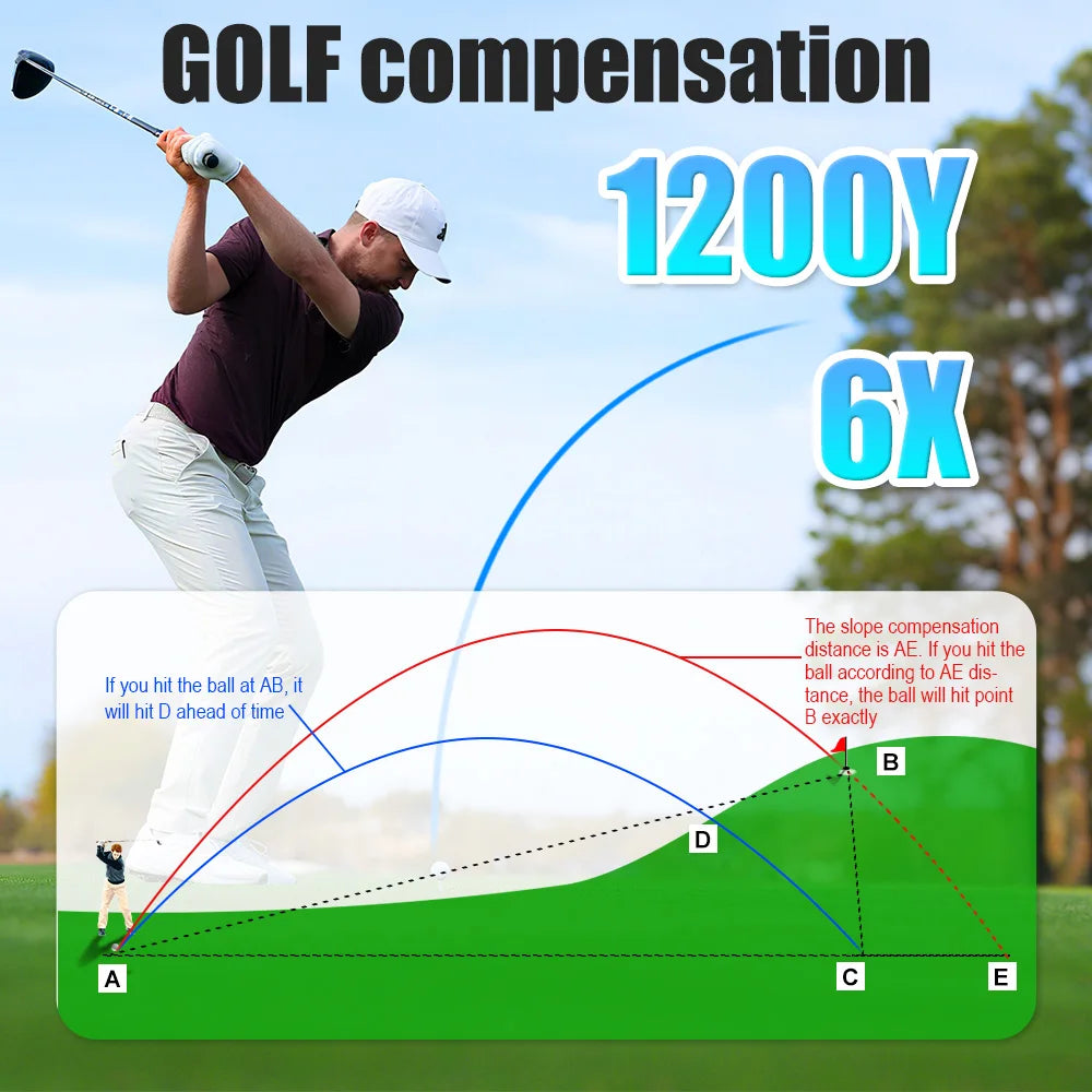 BOAYAL Golf Range Finder 1200 Yards 6X Magnification With Slope