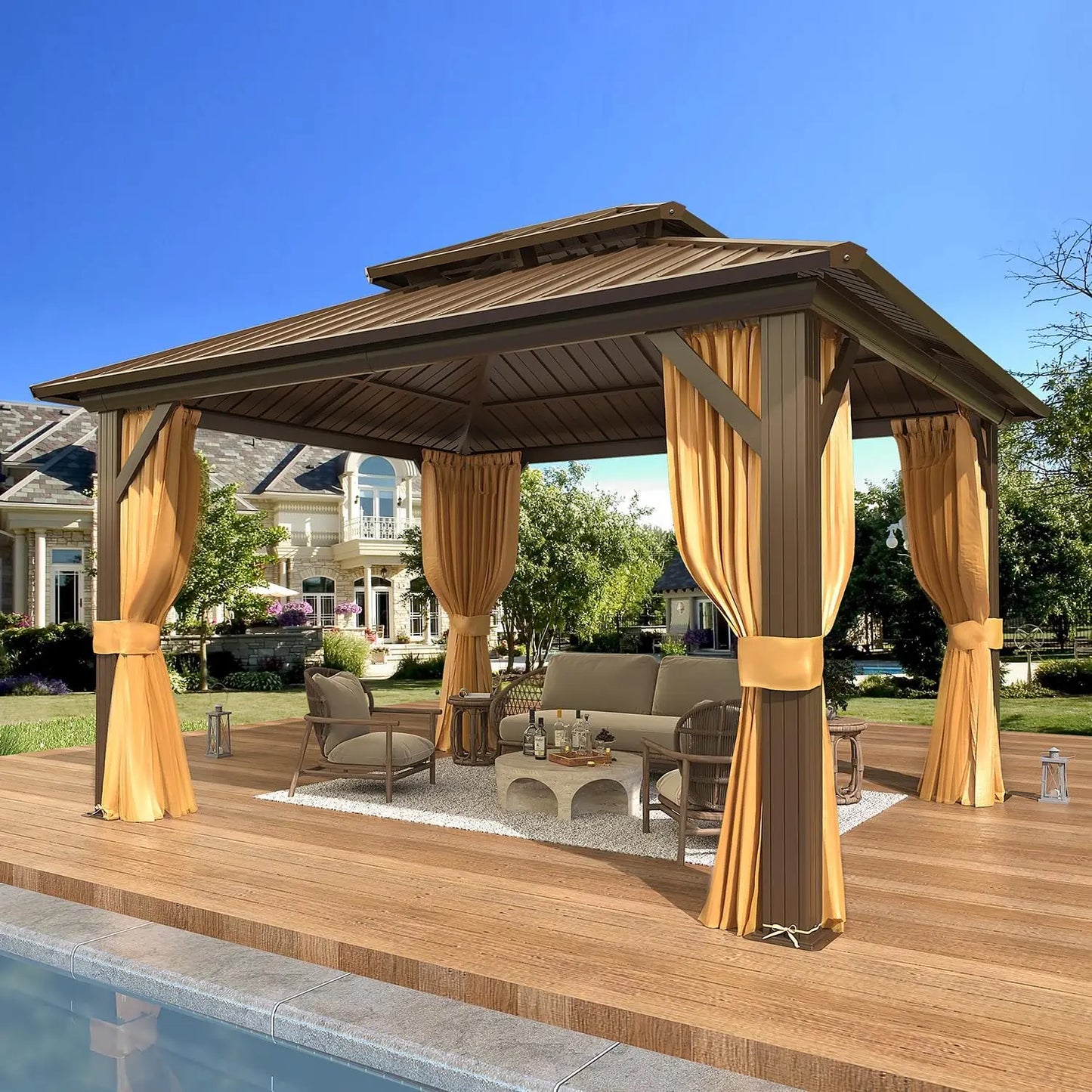 Hardtop Aluminum Frame Gazebo With Galvanized Steel Roof