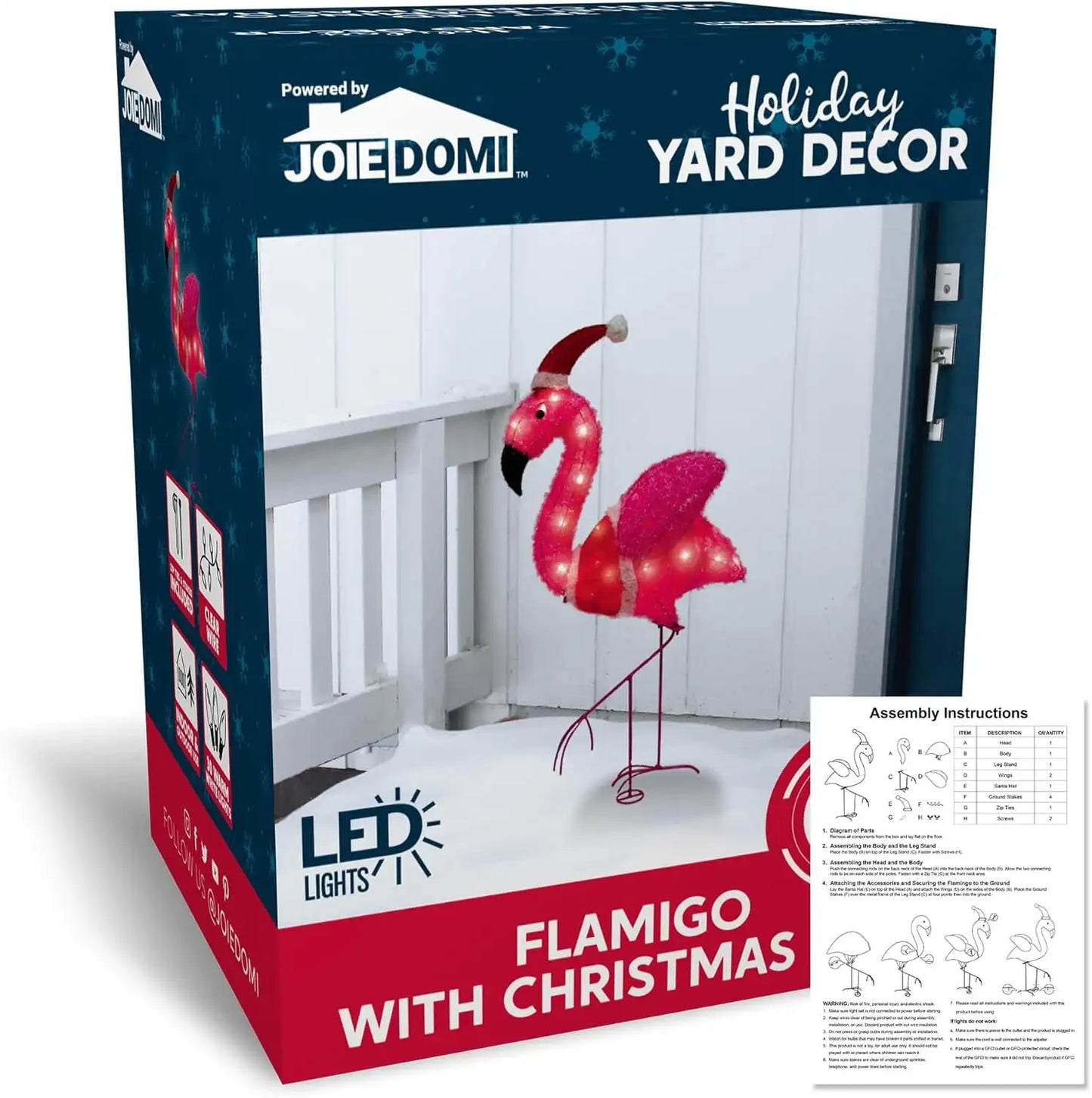 Joyfy Flamingo Yard Light With 30 LED Christmas Outdoor Decoration