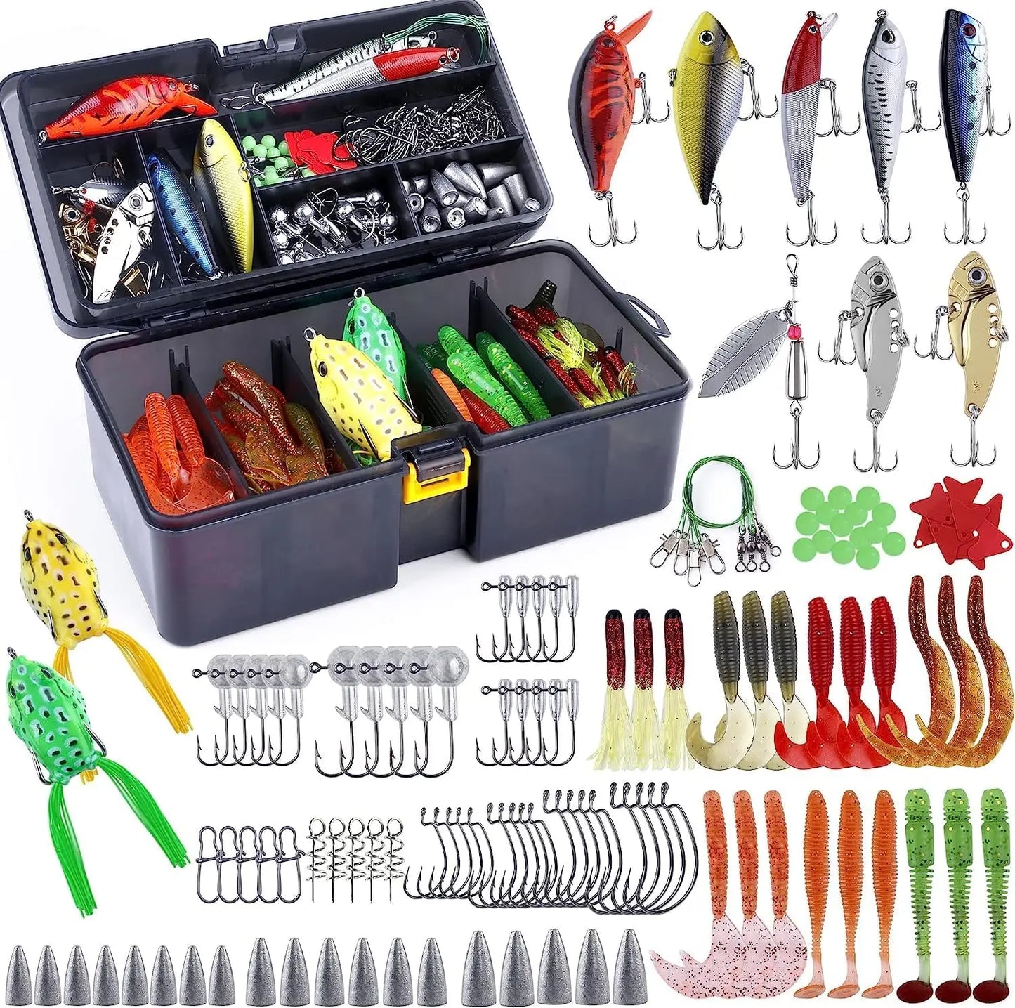 Fishing Lures And Tackle Box Kit Bass Trout Saltwater Freshwater