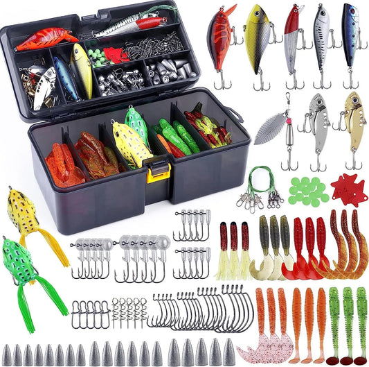Fishing Lures And Tackle Box Kit Bass Trout Saltwater Freshwater