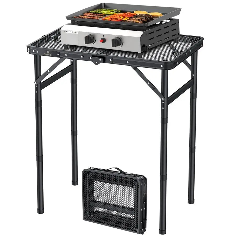 Folding Outdoor Portable Grill Table With Adjustable Heights