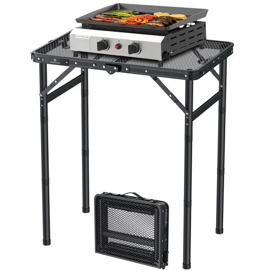 Folding Outdoor Portable Grill Table With Adjustable Heights