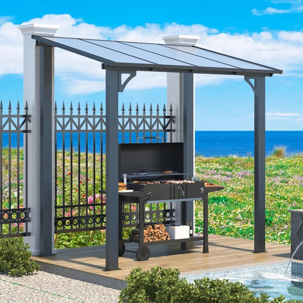 Lean To Hardtop Gazebo Shelter With Roof For Patio