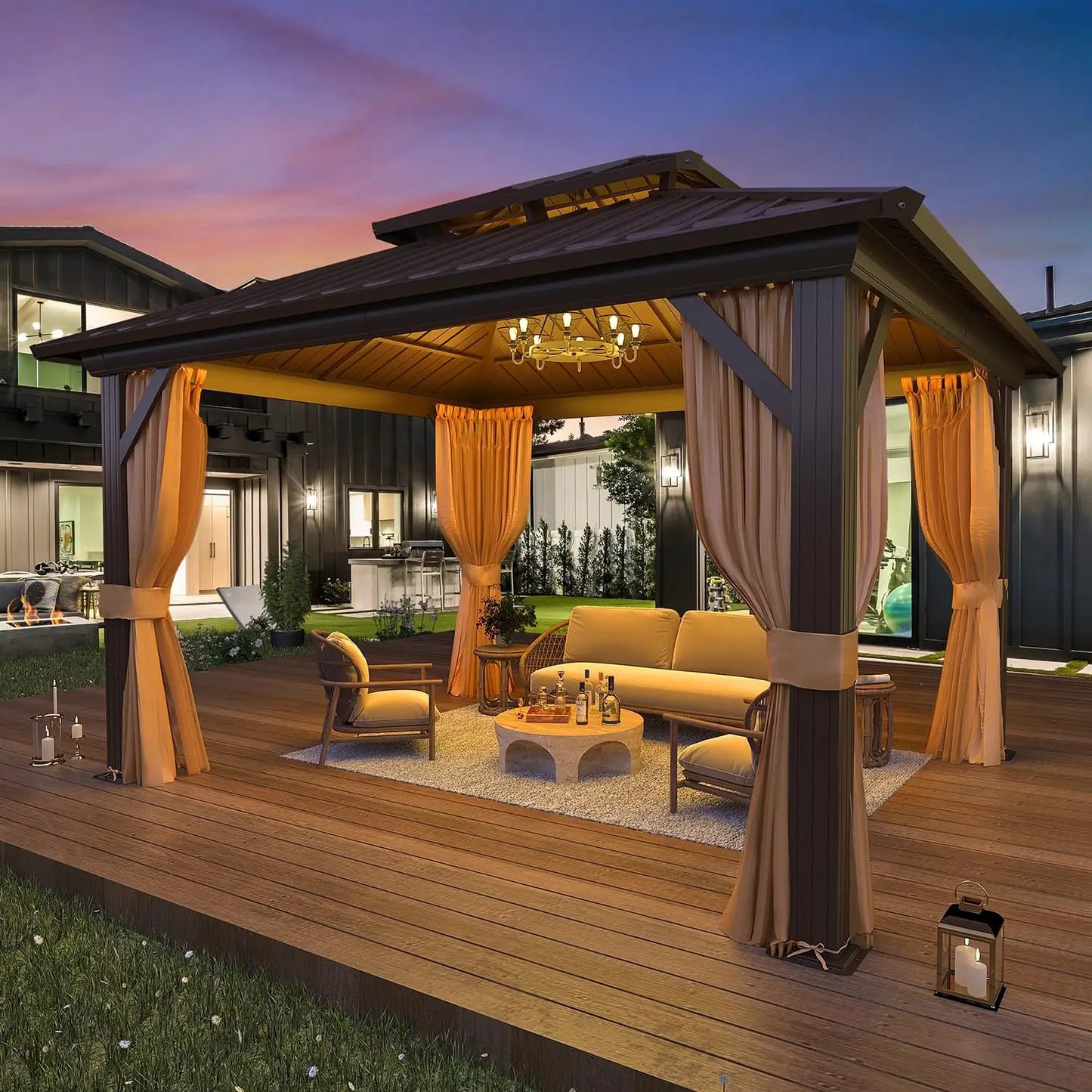 Hardtop Aluminum Frame Gazebo With Galvanized Steel Roof